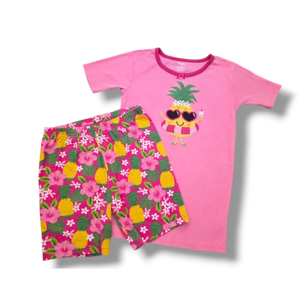 Gymboree Girls Size 12 Pineapple Pajamas Set Pink Shorts Gymmies